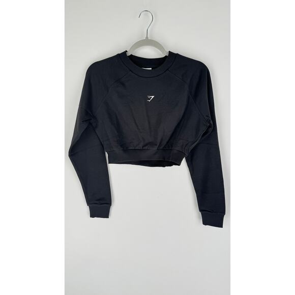 GymShark Training Cropped Pullover Sweater Womens XS Black Regular Fit B3A7V - Picture 2 of 9